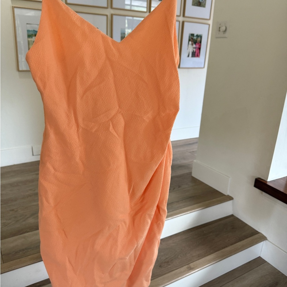 BHLDN Vibrant Orange Sheath Dress with V-neck for Cocktail